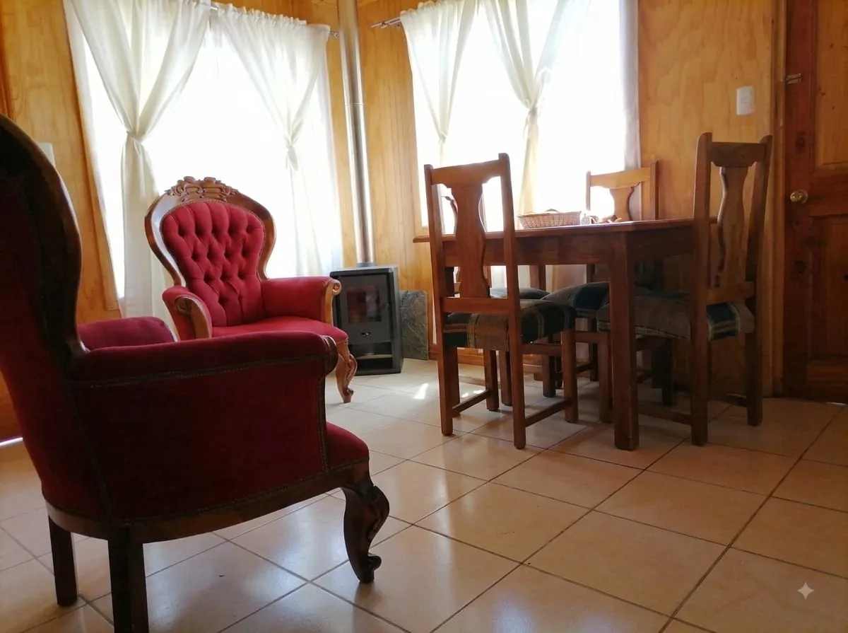 Living con estufa a leña