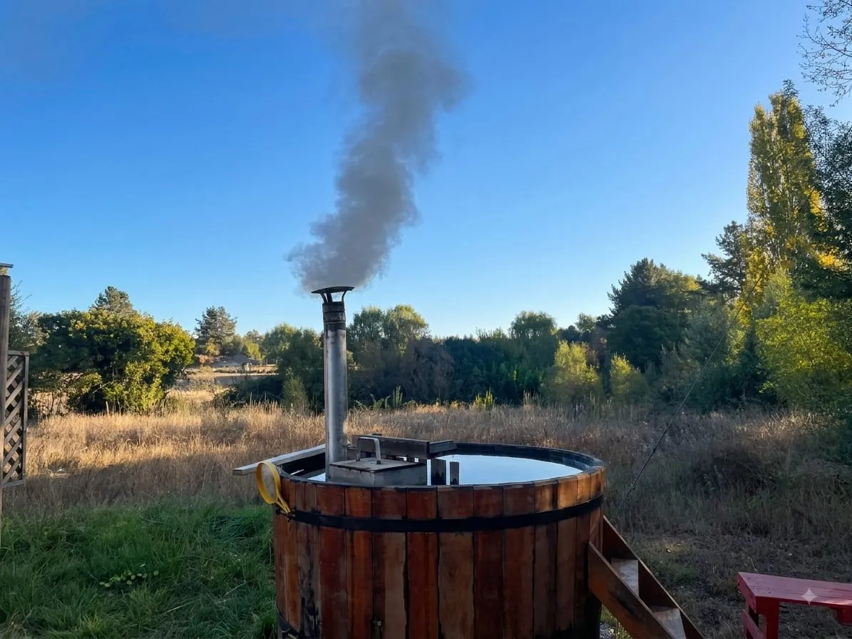 Tinaja caliente a leña de Cabañas Pilmaiken