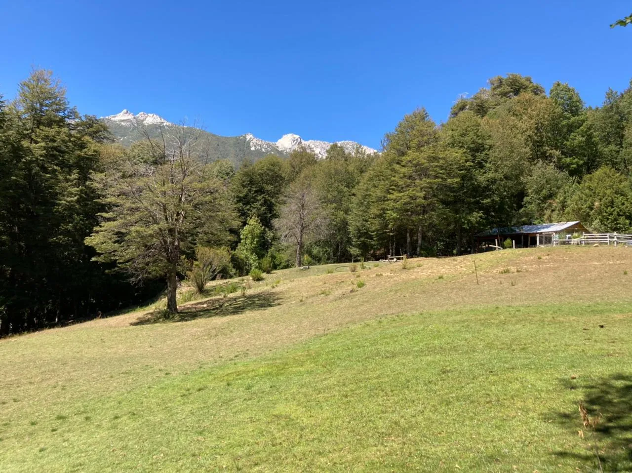 Camping Brillo de Luna con la cordillera de fondo